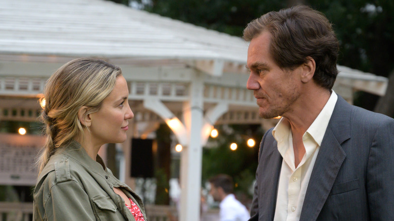 Simone and Shriver talking outside of gazebo