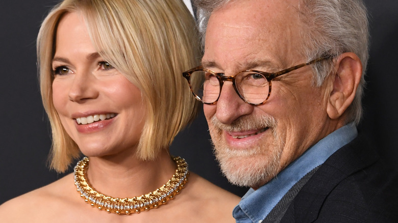 Michelle Williams and Steven Spielberg smile