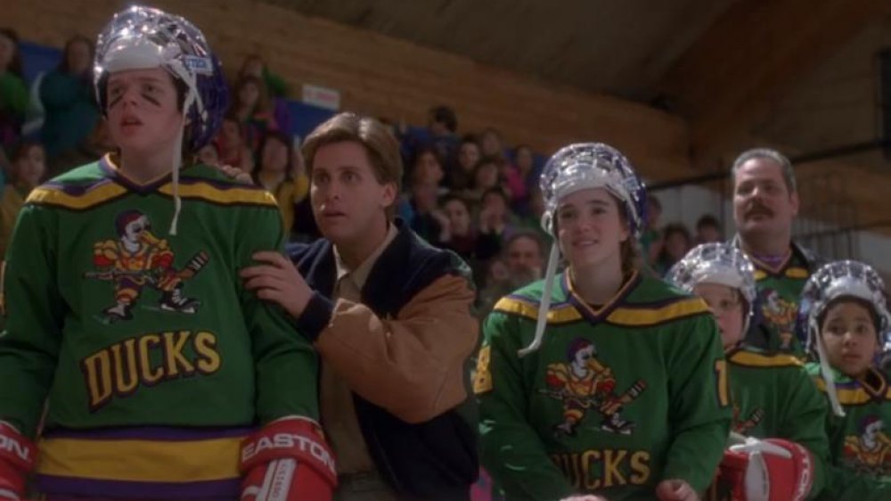 Elden Henson, Emilio Estevez and Marguerite C. Moreau in The Mighty Ducks