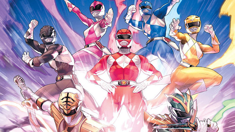 Power Rangers posing as group