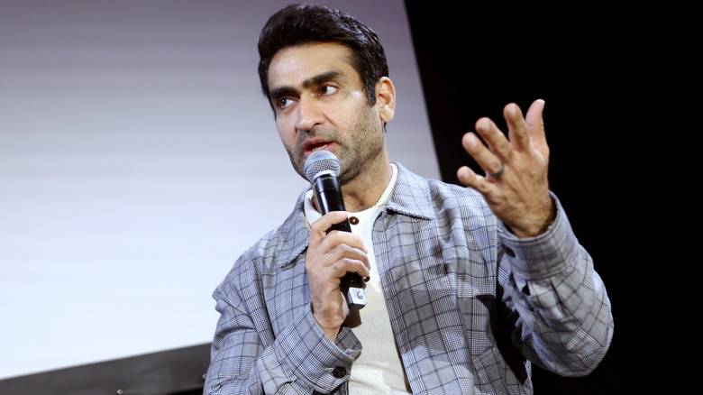 Kumail Nanjiani speaking in microphone