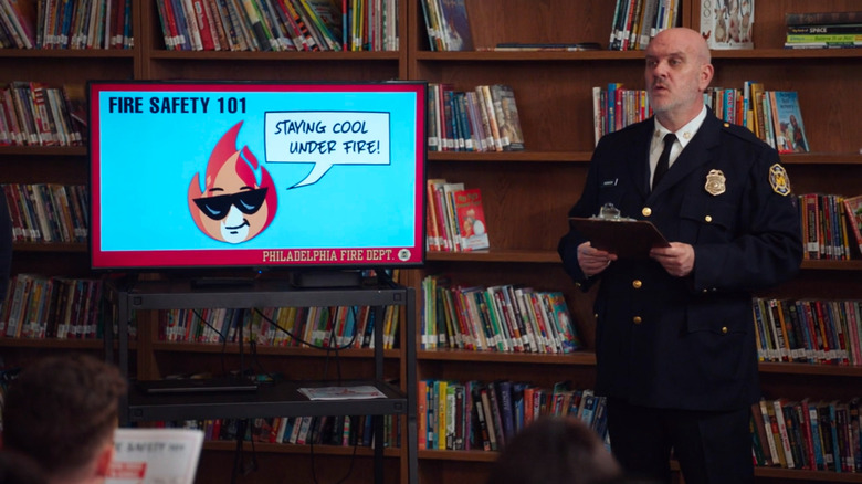 Captain Robinson giving fire safety presentation