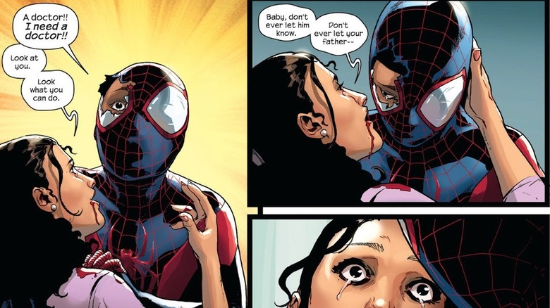 Miles Morales holding his dying mom