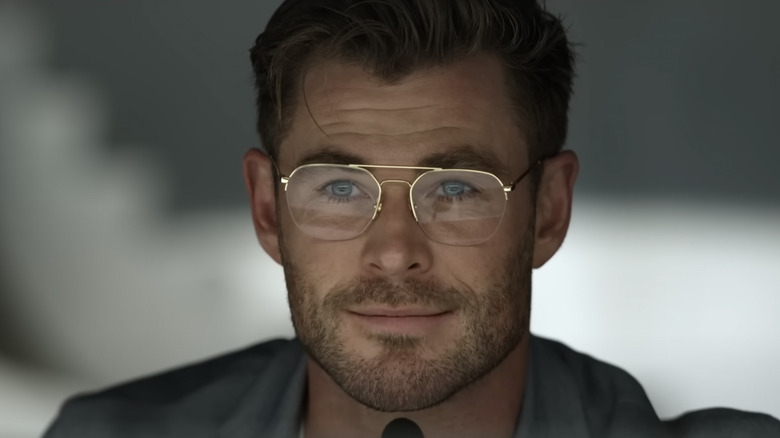 Chris Hemsworth in Spiderhead smiling