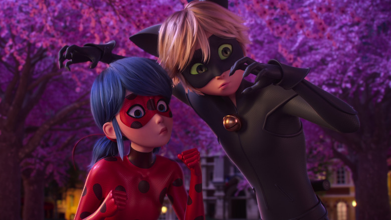 Cat Noir pretending to scare Ladybug