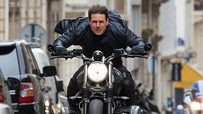 Ethan Hunt on a motorcycle