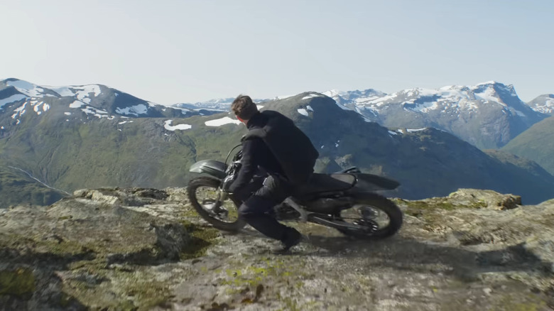 Tom Cruise rides motorcycle