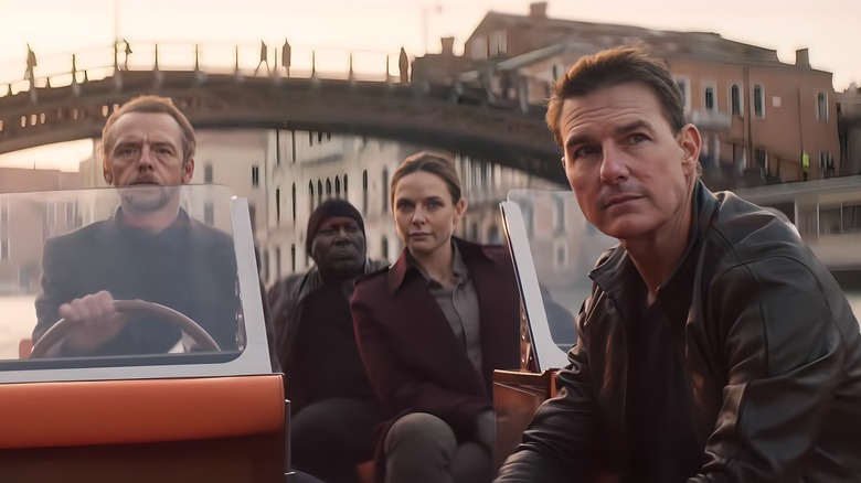 Ethan Hunt on a boat with his team