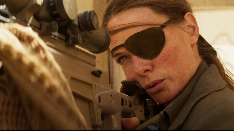 Ilsa sniping wearing eyepatch