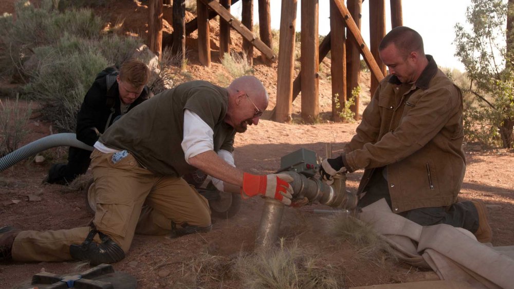 Walt, Todd, and Jesse set up the tanks