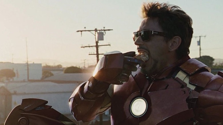 Iron Man eats donut