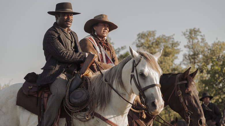 David Oyelowo and Mo Brings Plenty riding horses