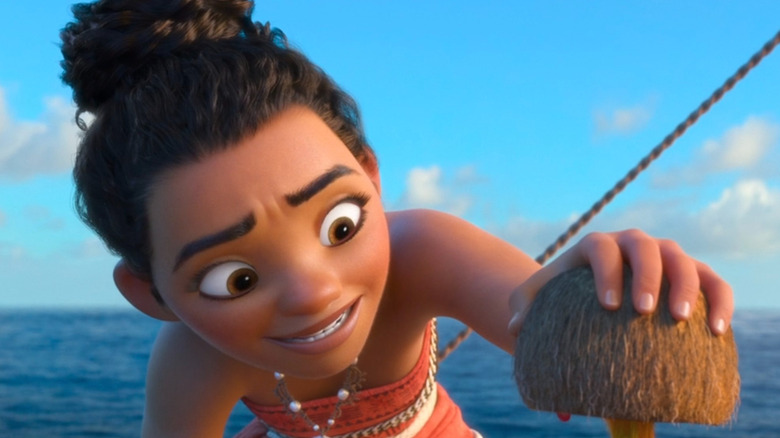 Moana holding coconut cup over Hehe