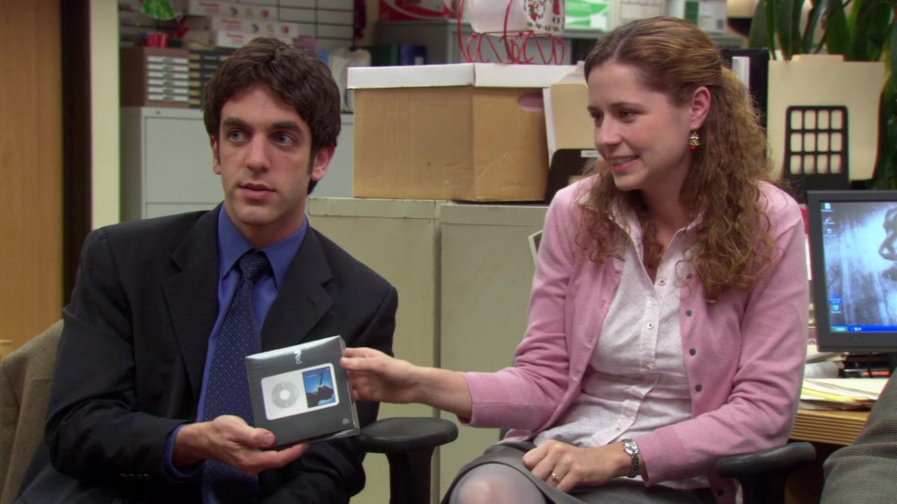 B.J. Novak and Jenna Fischer in The Office