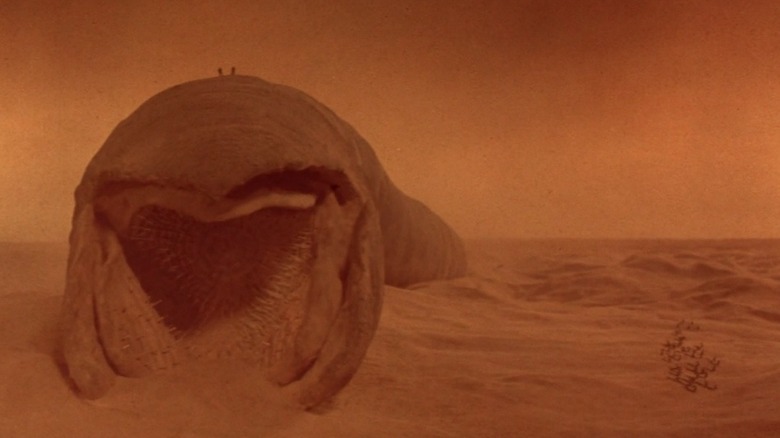 Sandworm crawls in desert