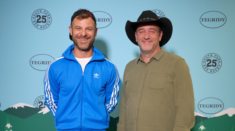 Matt Stone and Trey Parker smiling at event