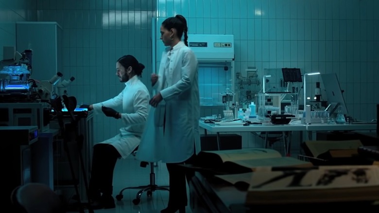 Michael Morbius and Martine Bancroft working in the lab