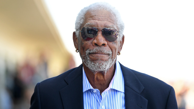 Morgan Freeman wearing sunglasses