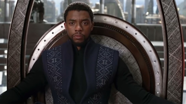 T'Challa sitting on his throne Black Panther