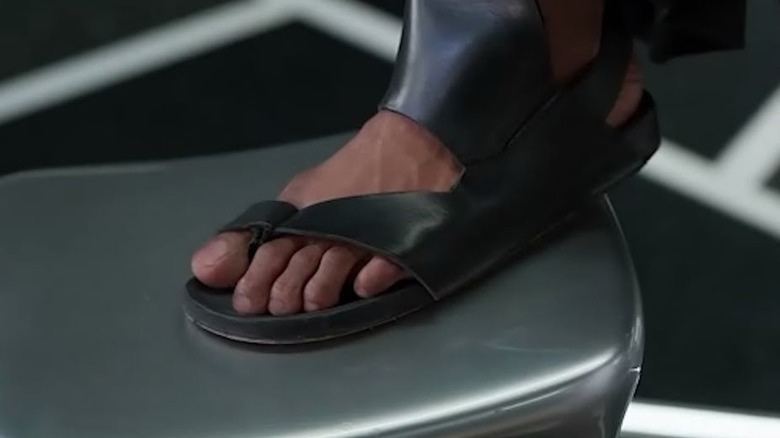 T'Challa showing off his sandals Black Panther