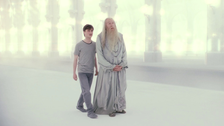 Harry and Dumbledore in afterlife, walking