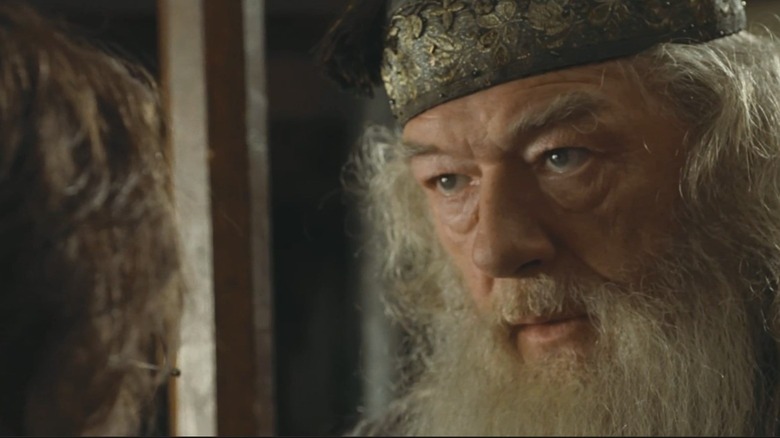 Dumbledore talking to Harry