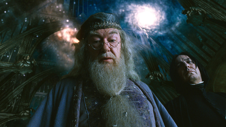 Dumbledore and Snape, looking down