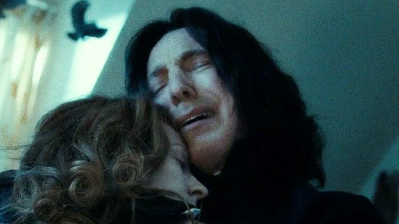 Snape crying and holding Lily Potter