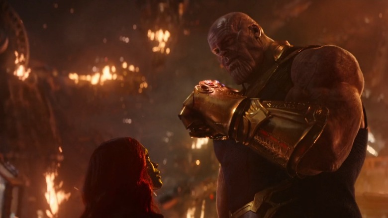 Thanos talking to Gamora