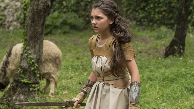 Young Diana holding sword