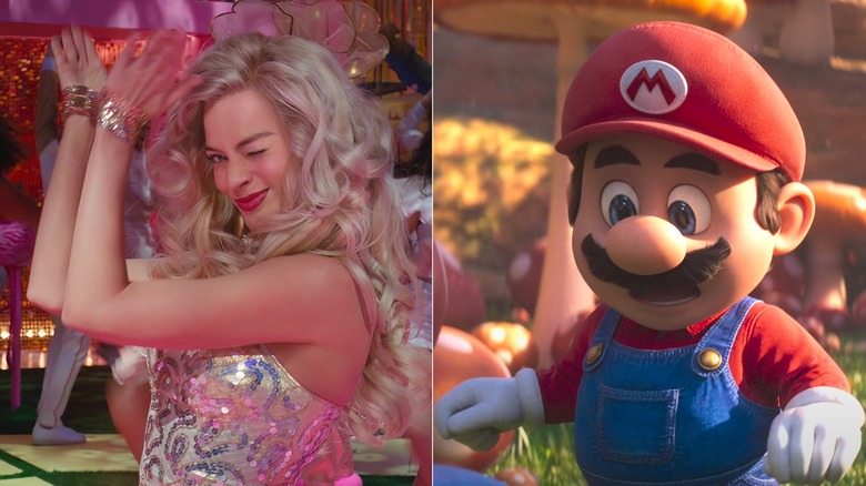 Barbie and Mario collage