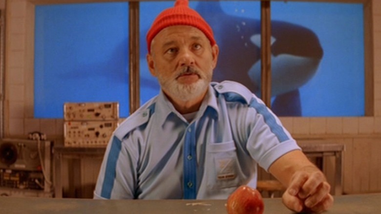 Steve Zissou wearing red beanie