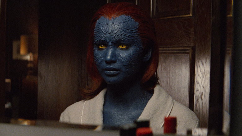 Mystique looks in the mirror