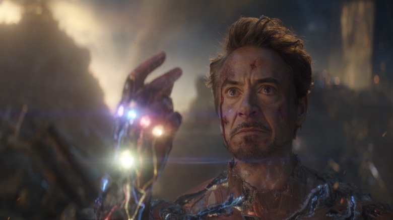 Iron Man saves the world from Thanos using the Infinity Gauntlet