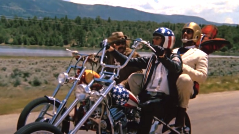 Easy Rider stars riding motorcycles