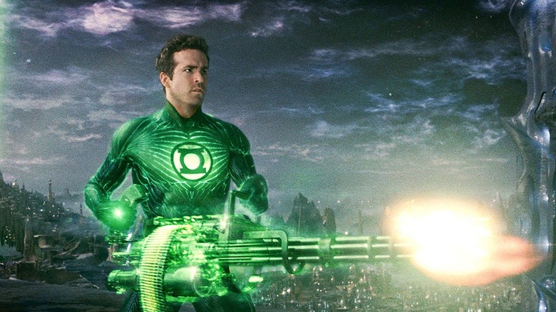 Hal Jordan fires machine gun