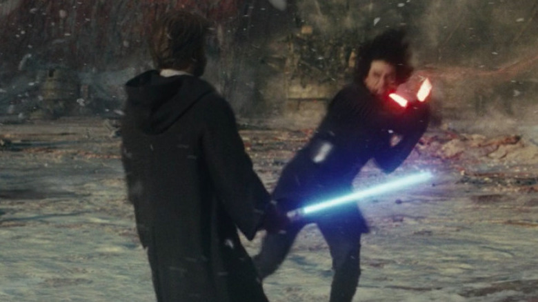 Luke Skywalker fights Kylo Ren