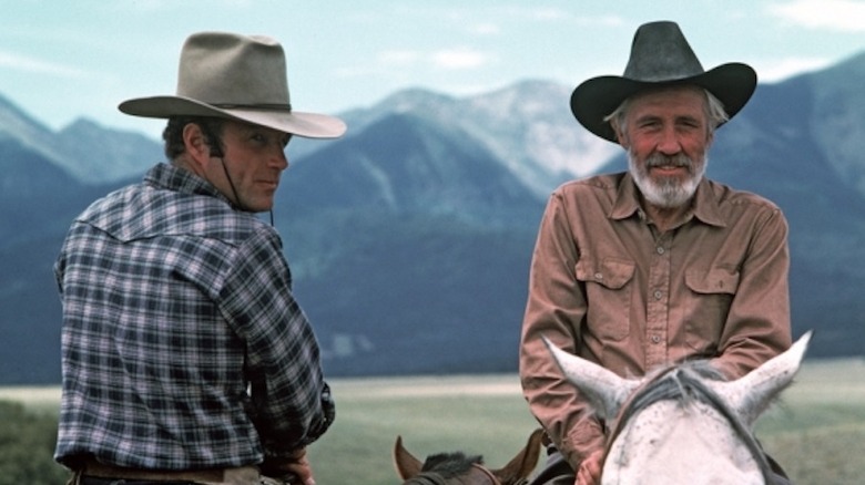 Frank and Jacob sit horseback