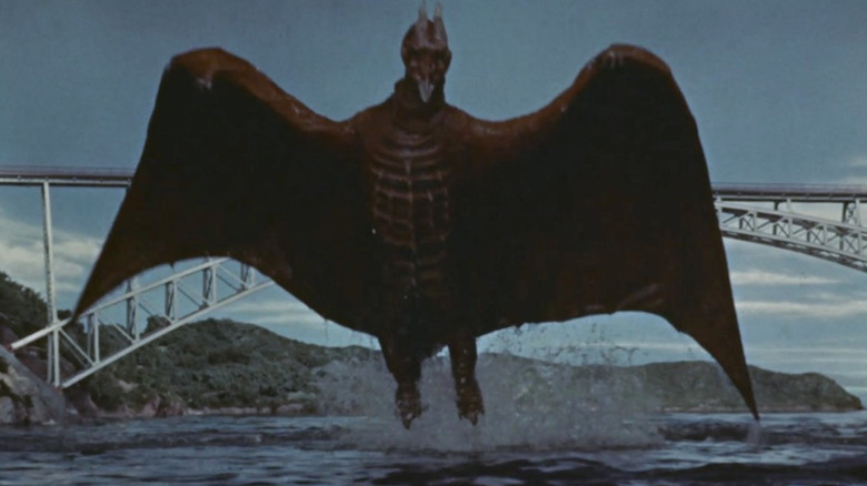 Rodan emerges from water