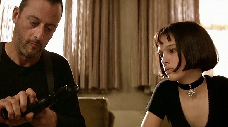 Natalie Portman as Mathilda and Jean Reno as Leon in 1994's The Professional