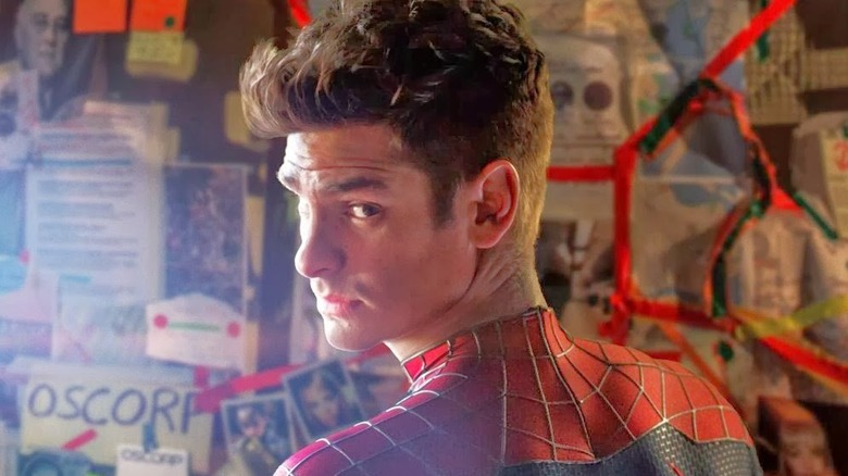 Peter Parker looks over shoulder