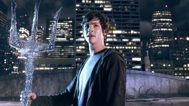 Percy Jackson holds trident