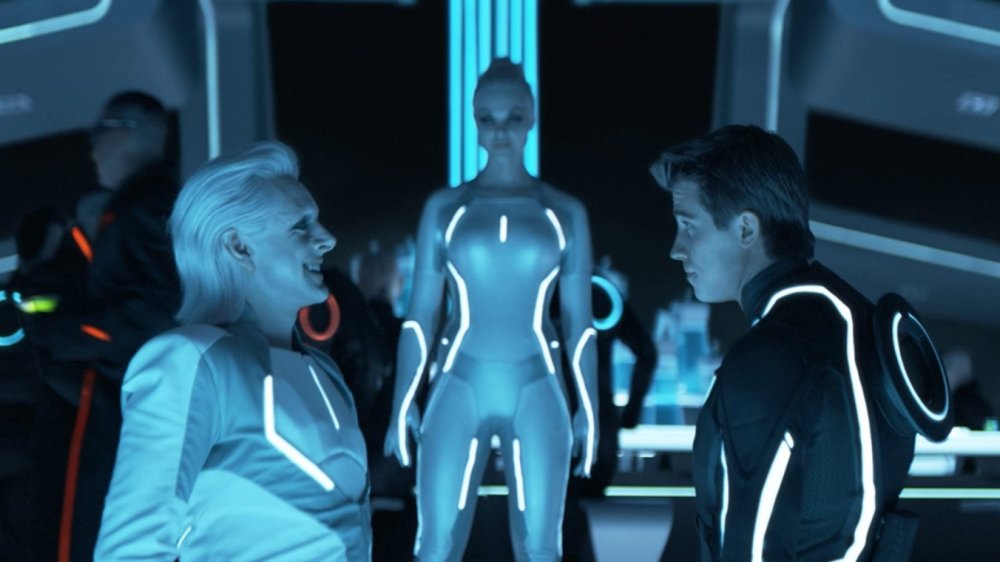 Garrett Hedlund and Michael Sheen in Tron: Legacy