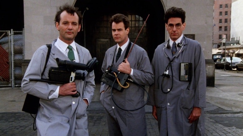 Doctors Venkman, Stantz, and Spengler in a commercial in "Ghostbusters" (1984)