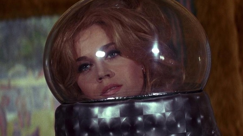 Barbarella wearing helmet