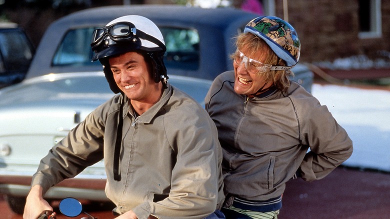 Lloyd and Harry on motorcycle