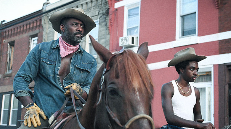 Concrete Cowboy Idris Elba rides a horse