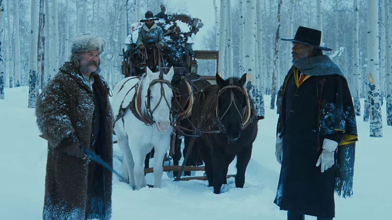 The Hateful Eight Kurt Russell and Samuel L. Jackson stand