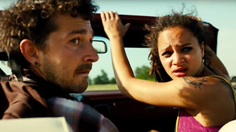 Sasha Lane Shia LaBeouf driving