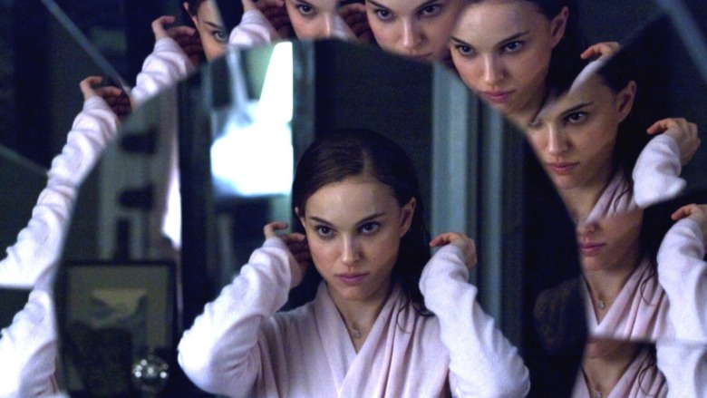 Natalie Portman reflected in mirrors